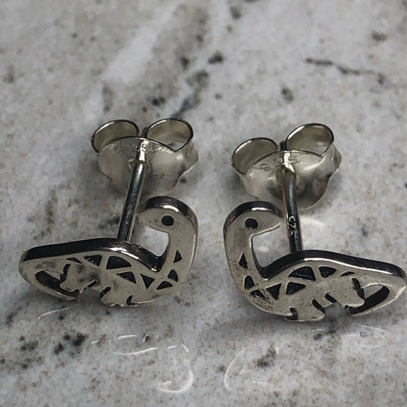 925 Sterling Silver Dinosaur Earrings - Picture 8 of 16